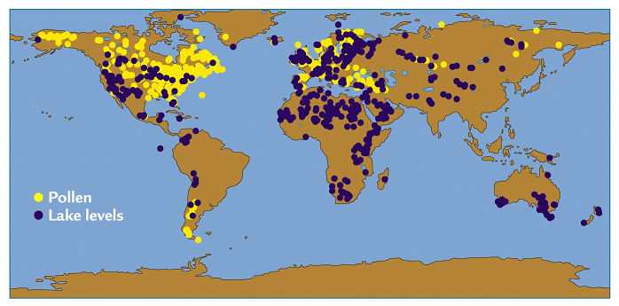 Map of pollen sample locations