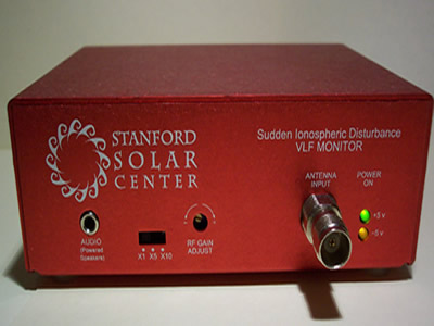 This is the front of a Sudden Ionospheric Disturbance (SID)
monitor, which can detect sudden changes in Earth's
<a href="/earth/Atmosphere/ionosphere.html">ionosphere</a> caused
by <a href="/sun/atmosphere/solar_flares.html">solar
flares</a> and
similar <a href="/sun/solar_activity.html">solar
activity</a>.
The Earth's ionosphere is critical to our ability to communicate via <a href="/physical_science/magnetism/em_radio_waves.html">radio
waves</a> over
long distances.<p><small><em> Image courtesy Stanford SOLAR Center.</em></small></p>