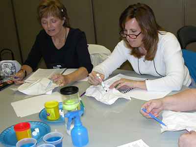 Teachers participating in one of our workshops at the NSTA National Conference 
on Science Education. Our workshops typically include numerous hands-on 
activities, to give participants a chance to get real experience with our 
materials.<p><small><em>Image courtesy of Windows to the Universe</em></small></p>